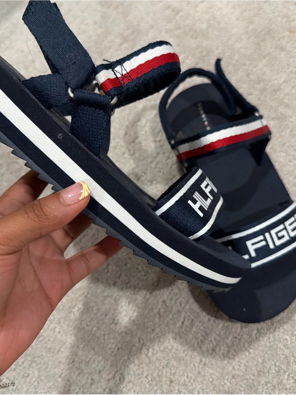 Tommy Hilfiger Navy, Red & White Kids Strap Sandals